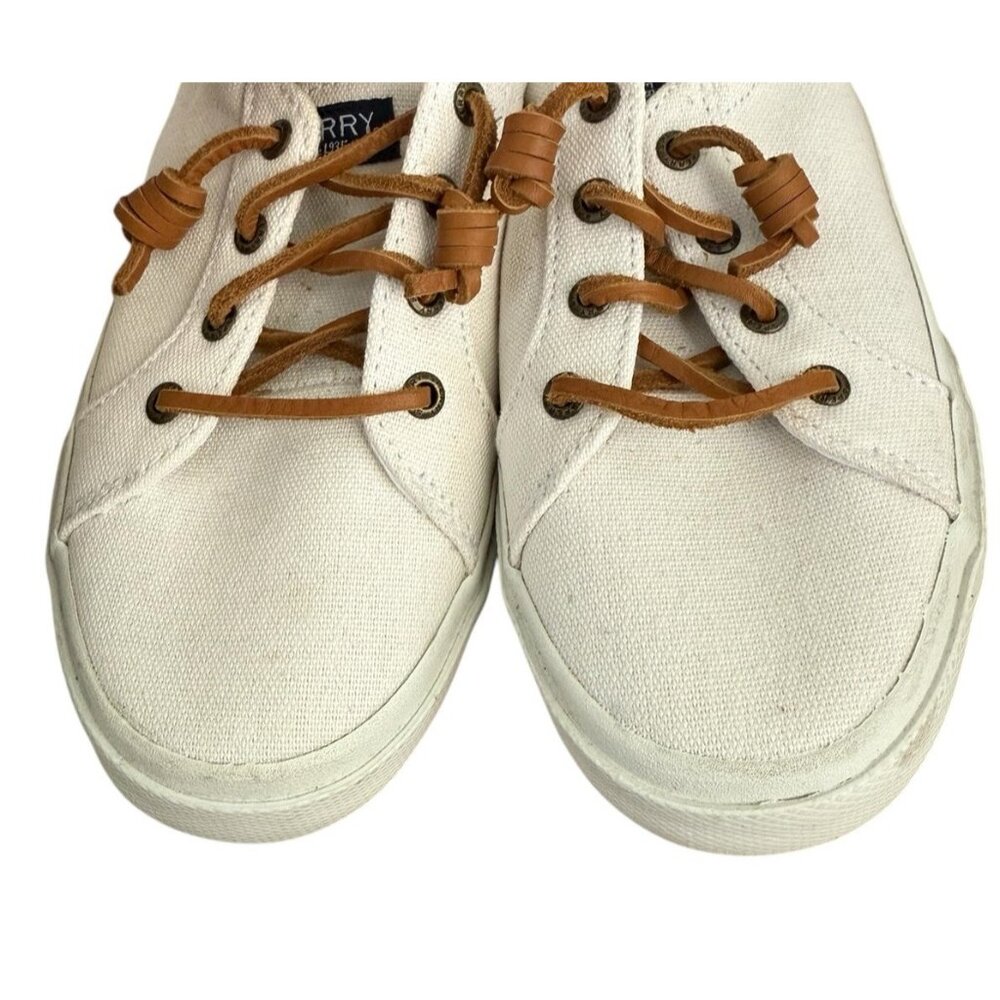 Sperry Topsider Women’s Size 6.5 High White Canvas Sneakers Shoes *PB - Picture 7 of 9